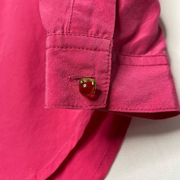 Lilly Pulitzer Boston Top Blouse Orchard Pink 100% Silk Size X-Small‎ - Picture 4 of 9